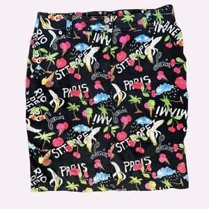 Gorgeous Vintage 90s Sonia Rykiel Fruit Print Mini Skirt 90s Cotton Sz 42